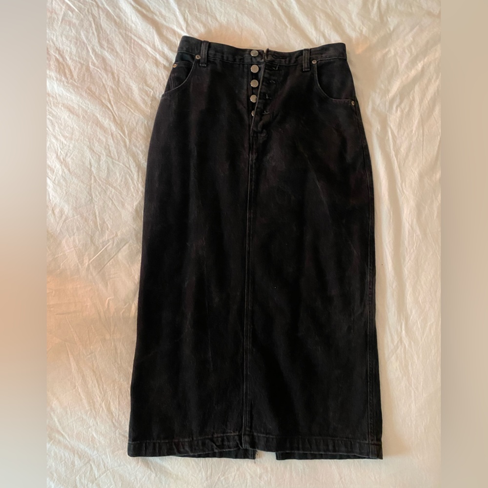Vintage Black Denim Wrangler Skirt